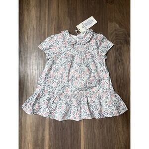 NWT Tutto Piccolo Floral Dress & Bloomers Set Baby Girl 18M Grey Pink Ruffle